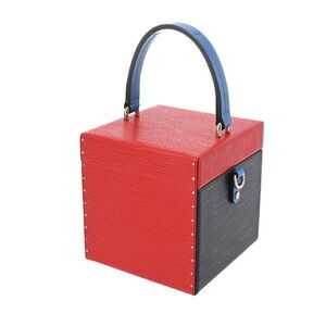 Louis Vuitton Bleecker Handbag Blue Navy Epi Bag Red Leather